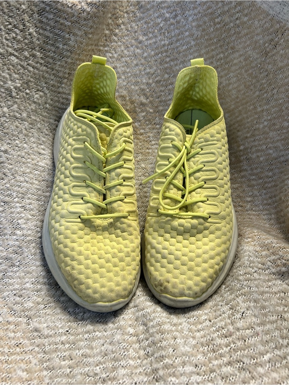 Lime Yellow Knit Slip-On Sneakers